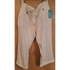 Tek Gear Dry Tek Women's White Capri Activewear Pants L Midrise Drawstring NWT
